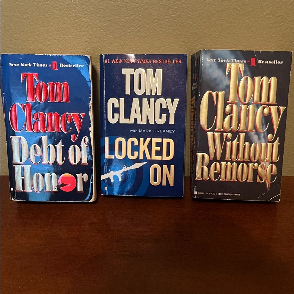 Tom Clancy Paperback Books Lot of 3 - Debt of Honor, Locked On, Without Remorse